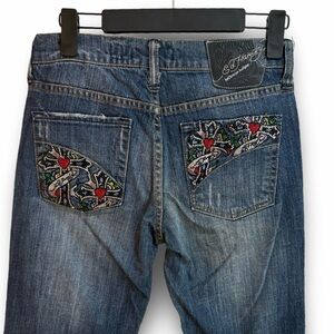 Ed Hardy by Christian Audigier bootcut rhinestone pocket jeans